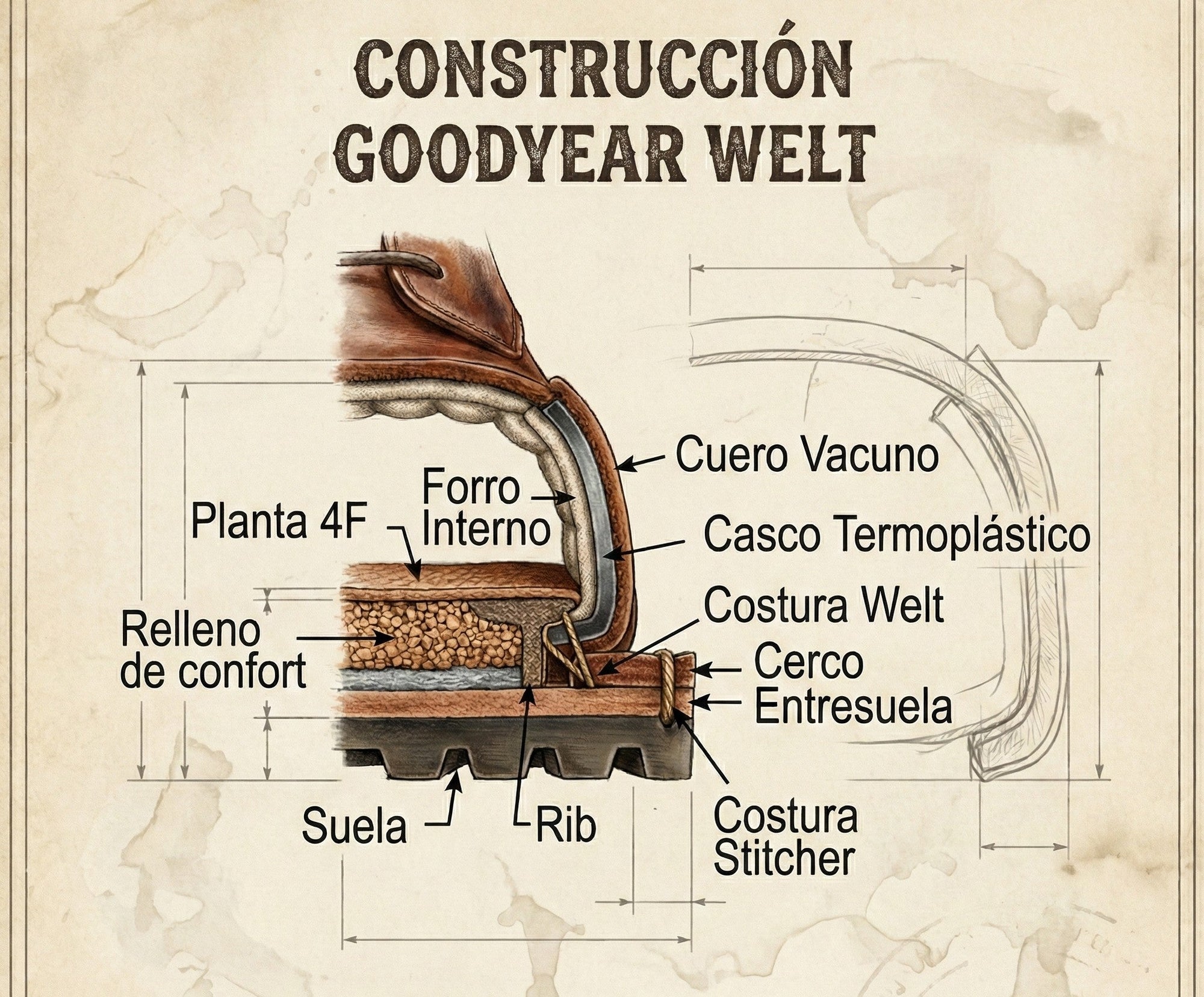 Goodyear Welt vs. Montado Pegado: Principales diferencias